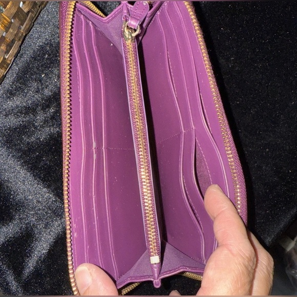 Coach Purple Leather Zip Around Wallet Coach | TLC US COACH Purple Wallet in Smooth Calf Leather w Gold Hardware AUTHENTIC